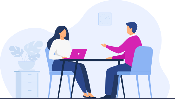 Illustration of two people sitting 