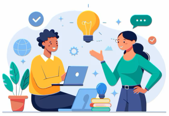 Illustration of two people sitting 