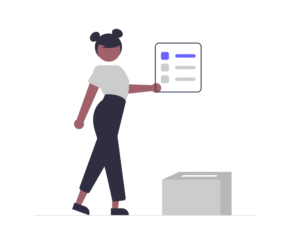 Illustration of a person dropping a ballot in a box